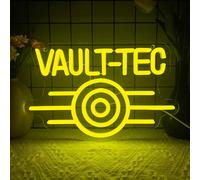 Enseigne LED néon Vibrant Cyberpunk Vault Tec - Alimentée par USB, Jaune variable, Haute qualité 12,2 * 7,8 poucesPMMA