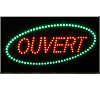 Enseigne lumineuse à LED Ouvert rouge/vert 60x30x2.5cm