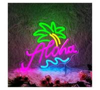 enseigne lumineuse au néon Aloha pour enseigne au néon Hawaii Tropical LED Light pour décoration de fête bar plage d'été Bonjour