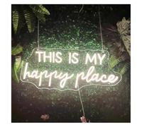 Enseigne lumineuse au néon D'Ambiance Apaisante Lampe C'est Mon Endroit Heureux, Enseignes Au Néon, pour Décoration Murale, De Chambre(55X24cm)