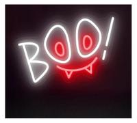 enseigne lumineuse au néon Décoration lumineuse hibou néon « Boo » pour chambre d'enfant ou salon, lampe à intensité variable(A)