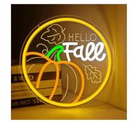 Enseigne lumineuse au néon Décoration murale néon « Bonjour l'automne » avec citrouille et thème Thanksgiving, 28,8 x, cm