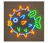 enseigne lumineuse au néon Enseigne lumineuse néon Poisson-globe 50 cm Thème Océan Animaux