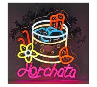 enseigne lumineuse au néon Horchata pour enseigne lumineuse LED néon à intensité variable pour restaurant mexicain, magasin bar pub