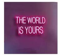 enseigne lumineuse au néon « Le monde est à vous » - Enseigne lumineuse néon décorative pour mariage, anniversaire, intérieur et extérieur(Rose)