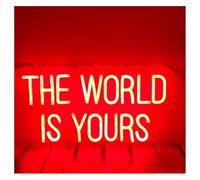 enseigne lumineuse au néon « Le monde est à vous » - Enseigne lumineuse néon décorative pour mariage, anniversaire, intérieur et extérieur(Rouge)