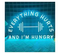 Enseigne lumineuse au néon Le panneau néon chaque chose qui fait mal et j'ai faim, décoration murale lumineuse de salle Pour sport(60x38cm)