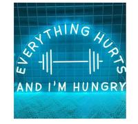 enseigne lumineuse au néon Pour le panneau néon pour chaque chose qui fait mal et j'ai faim, lumières murales de gym(60x38cm)