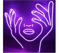 Enseigne lumineuse D'Ambiance Apaisante Lampe Enseigne Néon pour Cils Et Visage Fille Lumières Alimentées par,Adaptées pour Être Accrochées(A,69cmx70cm)