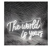 Enseigne lumineuse Enseignes au néon pour vous, pour et pour moi Le monde est à Lumières Panneau LED Salle de fête Bar Lampes vacances(Blanc,A)