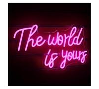 Enseigne lumineuse Enseignes au néon pour vous, pour et pour moi Le monde est à Lumières Panneau LED Salle de fête Bar Lampes vacances(Rose,A)