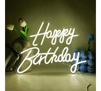 Enseigne Lumineuse Happy Birthday Enseigne Au Néon Led Blanc Chaud Enseigne Néon Lettre Usb Led Néon Signes Pour Fête D'anniversaire, Cadeau D'anniversaire, Décoration De Fête