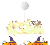 Enseigne lumineuse Happy Halloween - Décoration murale pour portes et fenêtres éclairées à LED, enseigne Happy Halloween, objets décoratifs de porte pour une utilisation intérieure et extérieure pour