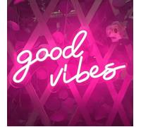 Enseigne Lumineuse Néon COOVEE - Chambre Gaming - Good Vibes - Rose - 40*20cm