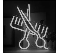Enseigne lumineuse Pour lampe au néon, empruntez le mot « ciseaux » pour enseigne pour salon de coiffure(Blanc)