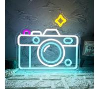 Enseigne néon à DEL à intensité variable alimentée par USB pour studio de photographie, décoration murale pour fête, café, boutique, studio photo, salon, cadeau d'anniversaire (33,8 x 31 cm)
