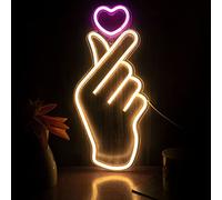 Enseigne néon à DEL en forme de cœur avec pouce sud-coréen pour les fans de K-pop et de K-drama - Symbole d'amour mignon coréen pour mur, chambre, salle de jeux