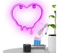 Enseigne Néon Cœur - Lampe Néon Alimentée par Piles ou USB pour Saint Valentin,Lampe Murale Décorative Pour Salon Chambre Bébé Bureau - Anniversaire Fête Mariage Bureau Appartement