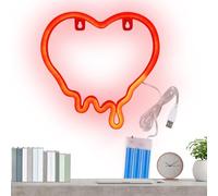 Enseigne Néon Cœur - Lampe Néon Alimentée par Piles ou USB pour Saint Valentin - Lampe Murale Décorative Pour Salon Chambre Bébé Bureau,Anniversaire Fête Mariage Bureau Appartement
