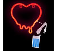 Enseigne Néon Cœur pour Chambre,Alimenté Par Piles Ou USB Lumière Cœur Saint Valentin | Lampe Murale Décorative Pour Salon Chambre Bébé Bureau - Bureau Nursery Étudiants Fêtes