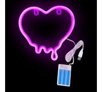 Enseigne Néon Cœur pour Chambre - Alimenté Par Piles Ou USB Lumière LED Nuit Ambiance,Lampe Murale Décorative Pour Salon Chambre Bébé Bureau - Anniversaire Fête Mariage Bureau Appartement