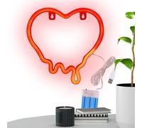 Enseigne Néon Cœur pour Mur - Luminaire D'ambiance Décoratif sur Batterie ou USB | Lampe Murale Décorative Pour Salon Chambre Bébé Bureau - Anniversaire Fête Mariage Bureau Appartement