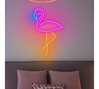 Enseigne Néon Flamant Rose, Lumière Néon Rose LED Acrylique Suspendue avec Interrupteur à Intensité Variable, Lampe Flamant Rose Décorations Murales Chambre Bar Salle de Jeux Lumières d'Art pour