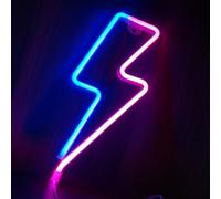 Enseigne néon, lampe de nuit néon LED en forme d'éclair, alimentée par batterie et USB, décoration d'intérieur pour chambres, salles de jeux, bars et fêtes d'anniversaire