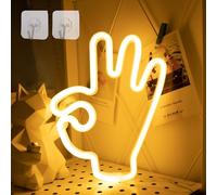 Enseigne Néon Led Ok Gesture En Forme De Main - Fonctionne Avec Usb Et Piles - Veilleuse Néon À Suspendre Pour Maison, Mur, Salle De Jeux, Bar, Noël, Fête D'anniversaire