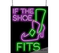 Enseigne néon pour décoration murale en PVC avec inscription « If The Shoe Fits With Witch Shoe » - 35,6 x 43,2 cm
