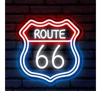 Enseigne néon Route 66 Bleu-Rouge/Blanc LED Lumière Néon Décoration Murale USB, Luminosité Réglable, Néon Acrylique, Convient pour La Décoration De Club, Bureau, Bar, Chambre