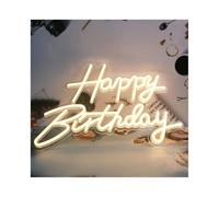 Enseigne Néon USB Happy Birthday LED Lumineuse pour Décoration Murale et Ambiance Festive Éclairage Doux, Panneau Néon Happy Birthday USB, pour Anniversaire et Chambre Installation Murale Table