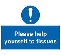 Enseigne « Please help yourself to tissues » en plastique ondulé Correx 5 mm