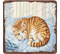 Enseigne vintage en étain avec chat endormi, cadeau pour les amoureux des chats, plaque en métal pour homme, grotte, bar, pub, club, décoration murale amusante, décoration de chambre à coucher, cadeau