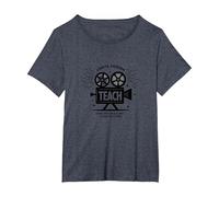 Enseignement de la caméra Lumineuse : Cadeau éducateur inspiré d'Hollywood T-Shirt, Femme Grandes Tailles, Bleu Chiné, 6X