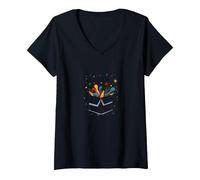 Enseignement Hors des sentiers battus Inspiration éducative spéciale T-Shirt avec Col en V, Femme, Noir, M