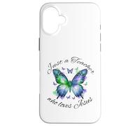 Enseigner à Christian Butterfly Juste Un Professeur Qui Aime Jésus Coque pour iPhone 16 Plus