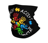 Enseigner Accepter Comprendre Aimer Autisme Echarpe Gaiter Élastique Cache-Col Anti-UV Décoration Faciale pour Ski Yoga Randonnée 26X30CM