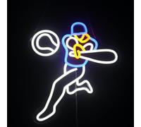 Enseigner au néon de baseball, signe de lumière au néon sportif à LED décorations lumineuses signes, lumières de club de baseball, décorations artistiques murales pour salle de jeux cadeaux