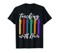 Enseigner avec Flair School Instructor Rentrée à l'école T-Shirt Graphique avec Valeur, Homme, Noir, M