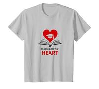 Enseigner avec Le cœur Professeur inspirant, Enseignant T-Shirt, Enfant, Argent, 8 Ans