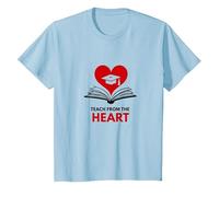 Enseigner avec Le cœur Professeur inspirant, Enseignant T-Shirt, Enfant, Bleu Céleste, 2 Ans