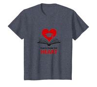 Enseigner avec Le cœur Professeur inspirant, Enseignant T-Shirt, Enfant, Bleu Chiné, 12 Ans