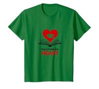 Enseigner avec Le cœur Professeur inspirant, Enseignant T-Shirt, Enfant, Vert Kelly, 4 Ans