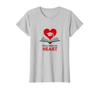 Enseigner avec Le cœur Professeur inspirant, Enseignant T-Shirt, Femme, Argent, XS