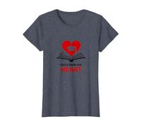 Enseigner avec Le cœur Professeur inspirant, Enseignant T-Shirt, Femme, Bleu Chiné, M