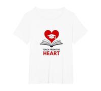 Enseigner avec Le cœur Professeur inspirant, Enseignant T-Shirt, Femme Grandes Tailles, Blanc, 4X