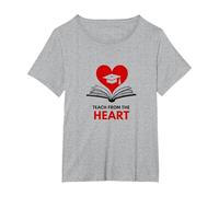 Enseigner avec Le cœur Professeur inspirant, Enseignant T-Shirt, Femme Grandes Tailles, Gris Chiné, 4X