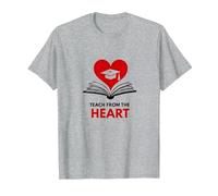 Enseigner avec Le cœur Professeur inspirant, Enseignant T-Shirt, Homme, Gris Chiné, M