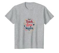 Enseigner l'amour Inspirer : Appréciation des Enseignants, Enseignants T-Shirt, Enfant, Gris Chiné, 4 Ans